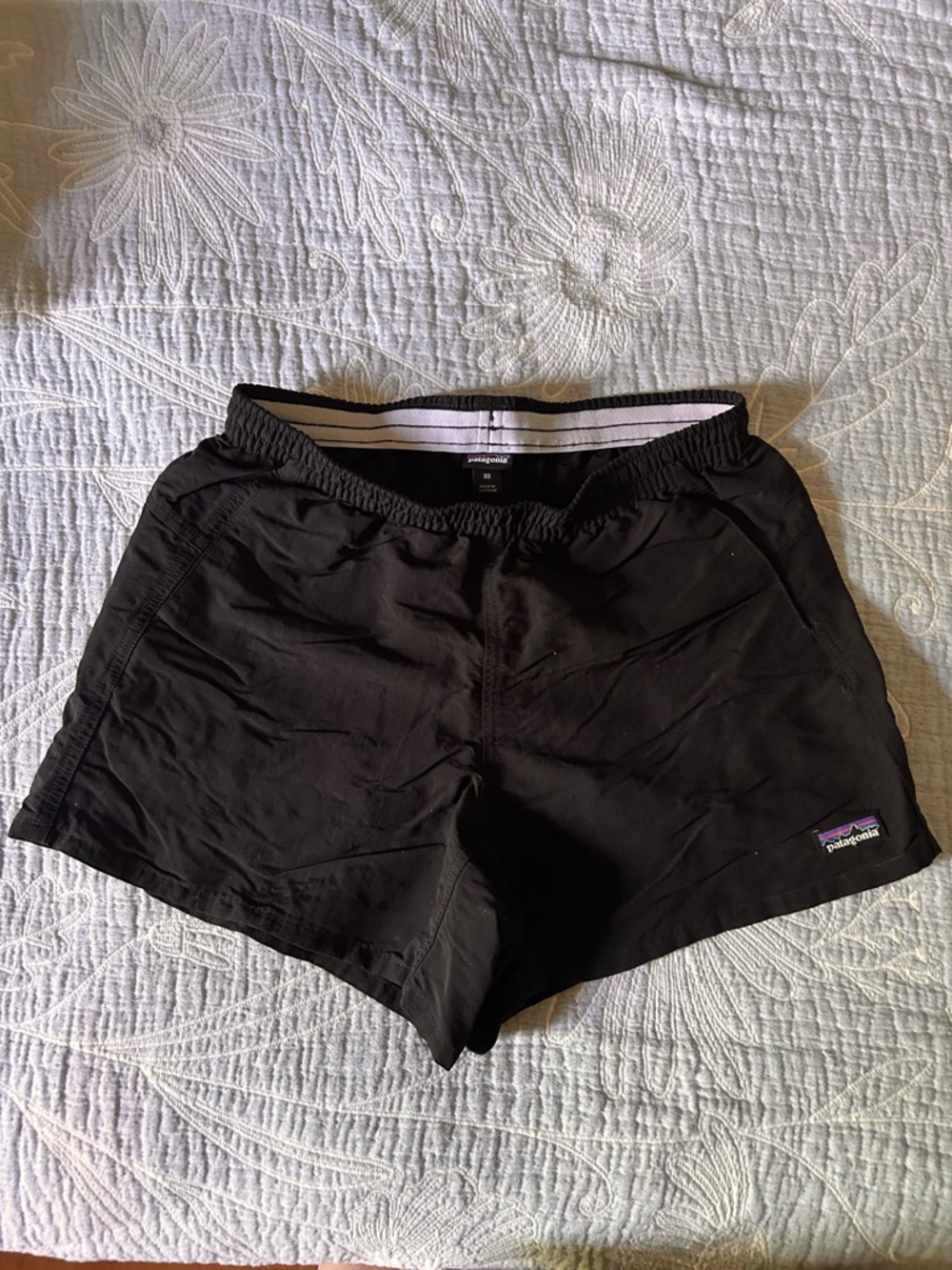 Patagonia Black Athletic Shorts with Stripe Waistband